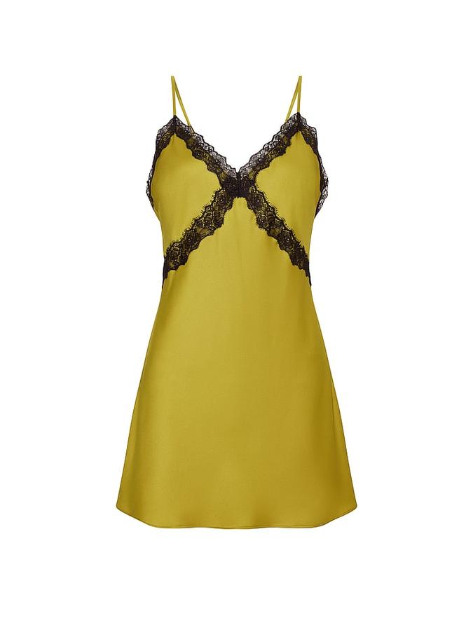 Satin Rose Lace-Trim Mini Slip Dress image number 2