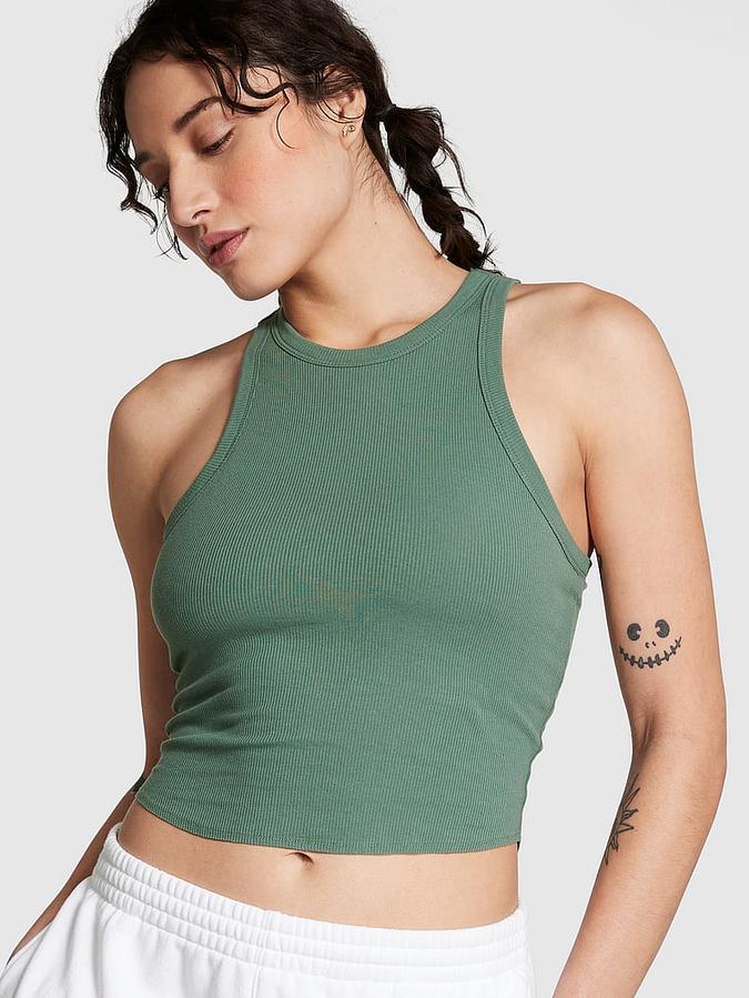 High-Neck Ribbed Tank image number 0