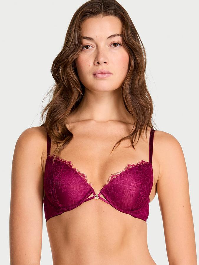 Rose Lace Lightly Lined Plunge Demi Bra image number 0