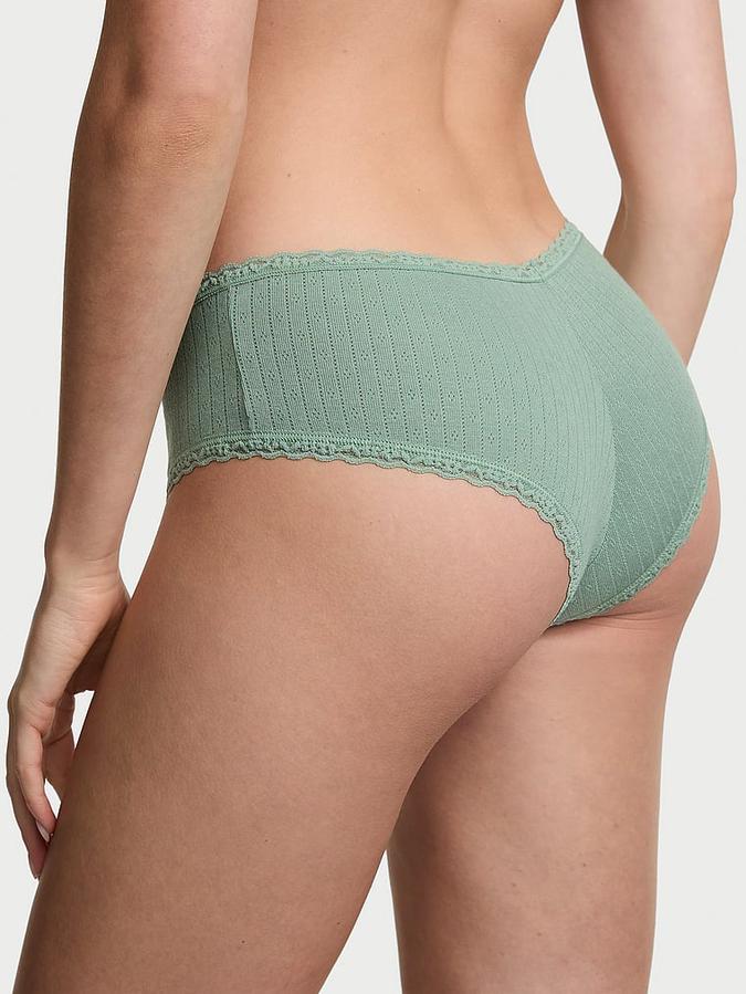Cotton Pointelle Lace-Trim Cheeky Panty image number 1