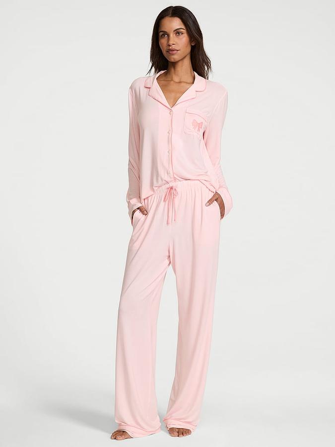 Modal Soft Bow Long Pajama Set