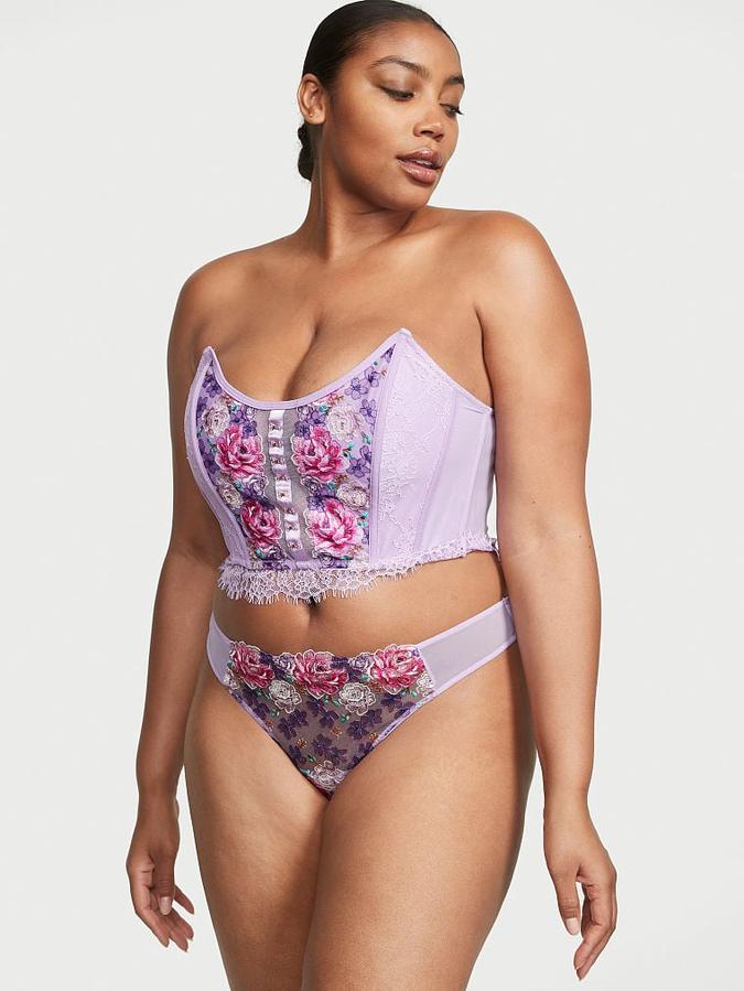 Floral Embroidery Strapless Corset Top image number 3