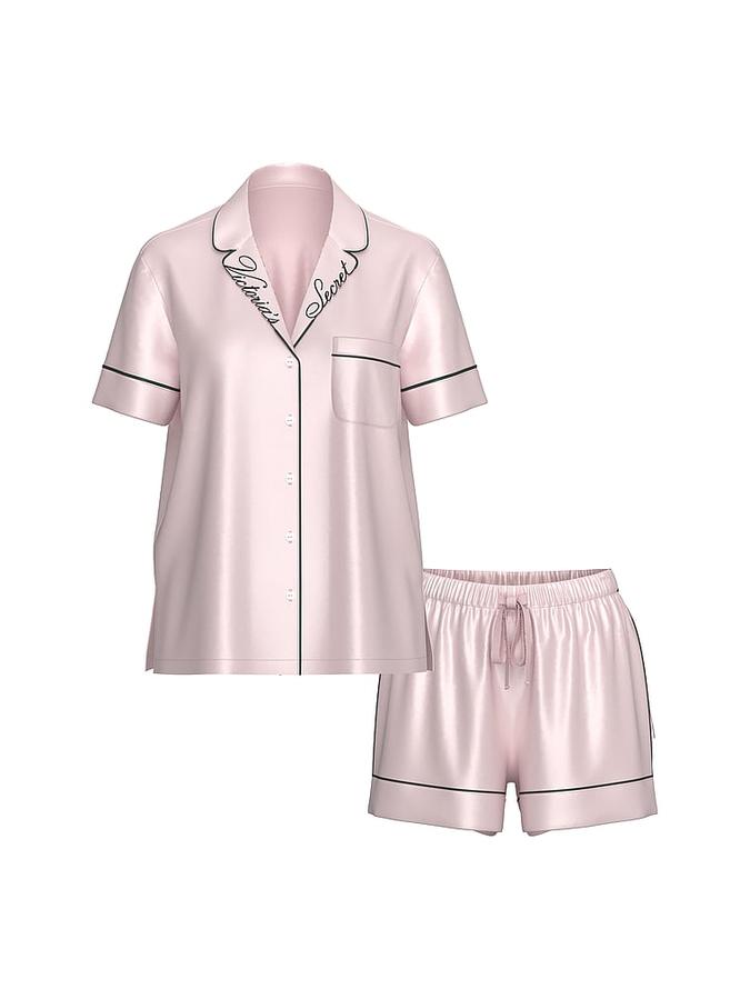 Glazed Satin Short Pajama Set image number 2