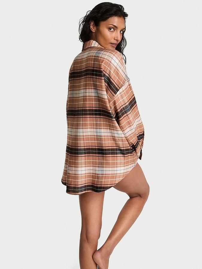 Modal-Cotton Button-Front Sleepshirt image number 1