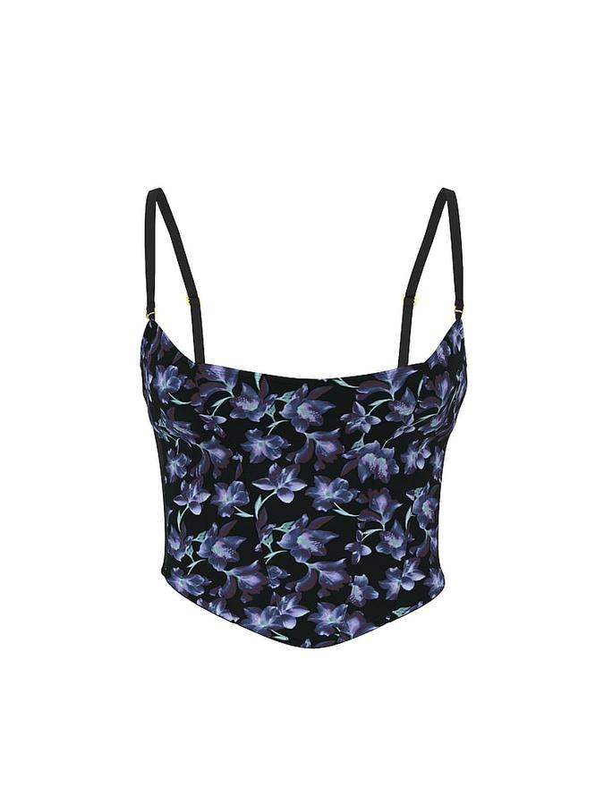 Electric Orchid Burnout Velvet Strapless Corset Top image number 0