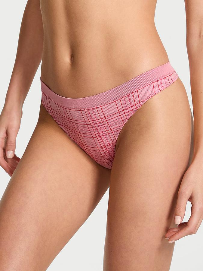 Seamless Shimmer Plaid Thong Panty