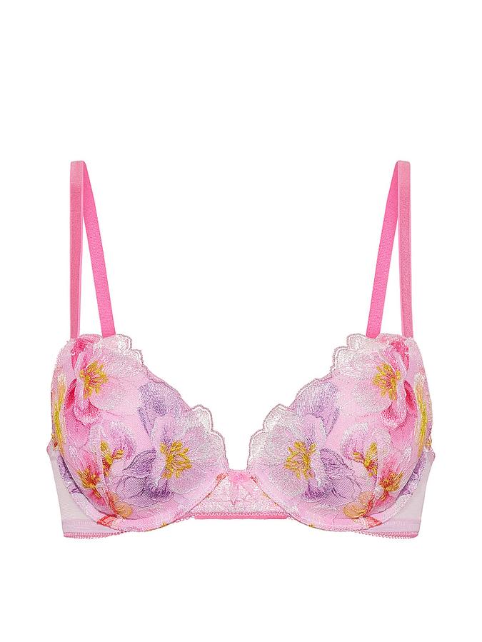 Watercolor Embroidery Push-Up Bra image number 2