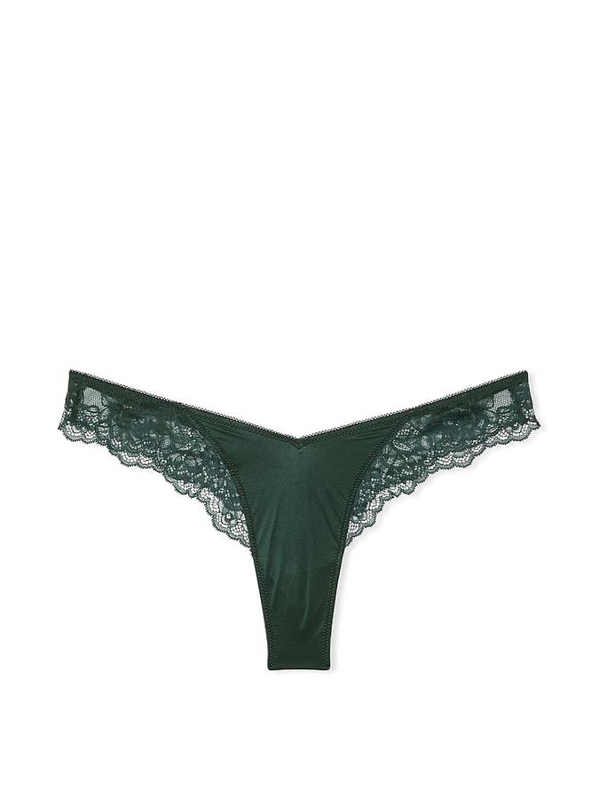 Rose Lace-Trim High-Leg Thong Panty image number 1
