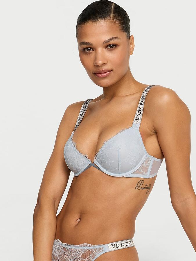 Shine Strap Rose Lace Lightly Lined Low-Cut Demi Bra