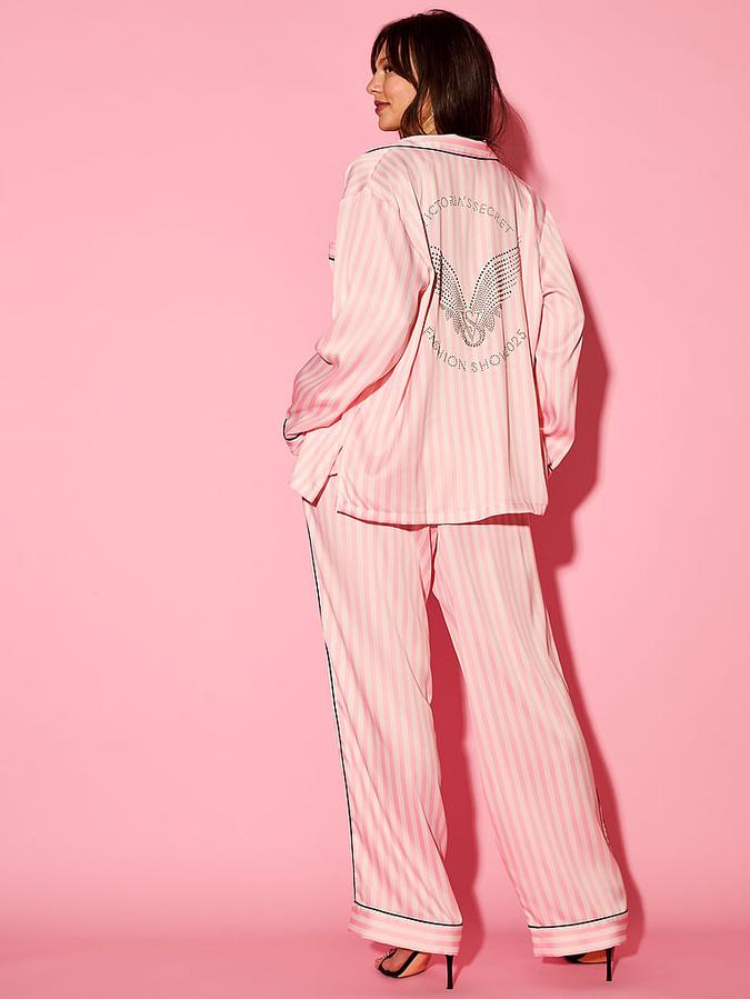 Glazed Satin Long Pajama Set image number 3