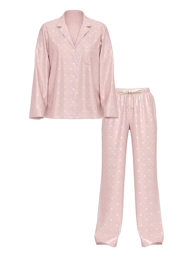 Glazed Satin Long Pajama Set image number 2
