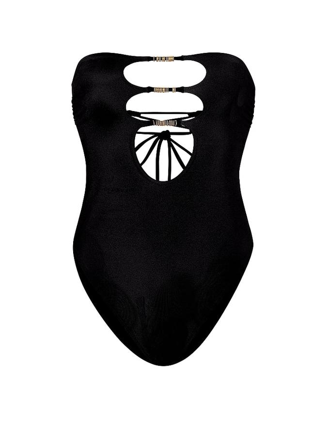 Reversible Cut-Out Rings Strapless One-Piece Swimsuit image number 2