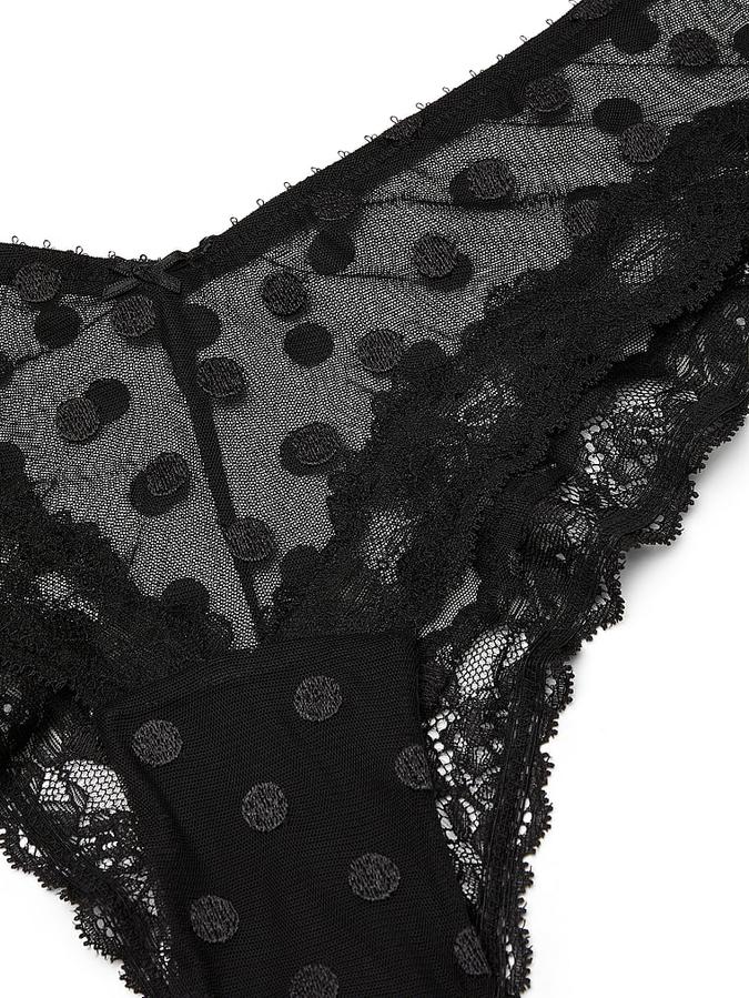 Sheer Heritage Dot Lace-Trim Cheeky Panty image number 2