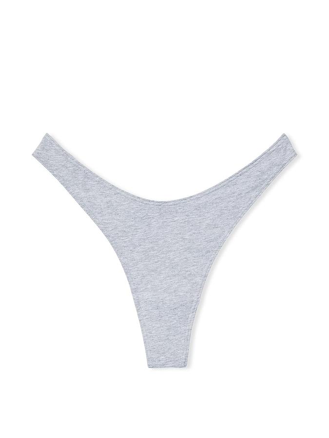 Stretch Cotton Scoop High-Leg Thong Panty image number 1