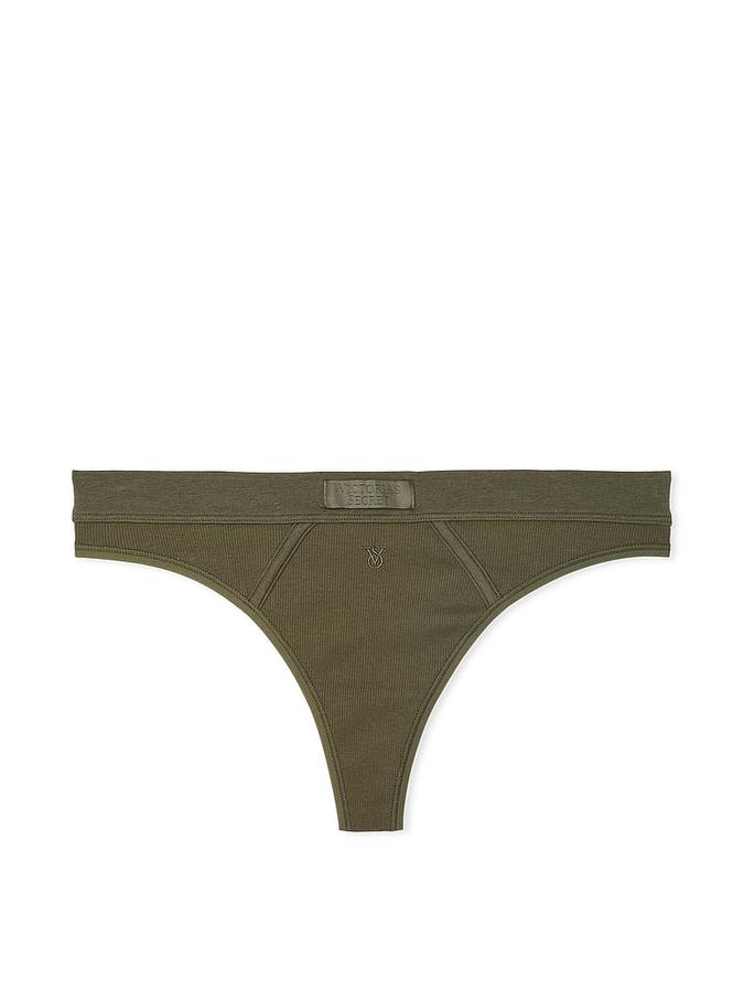 Logo Patch Cotton Thong Panty