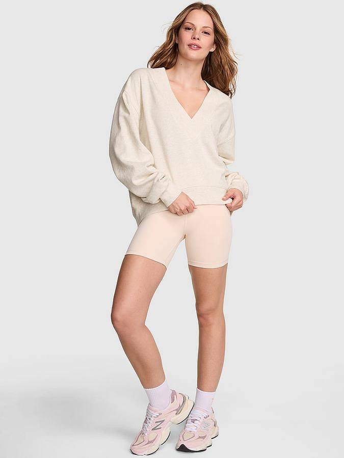 Ivy Fleece V-Neck High-Low Cropped Sweatshirt image number 0