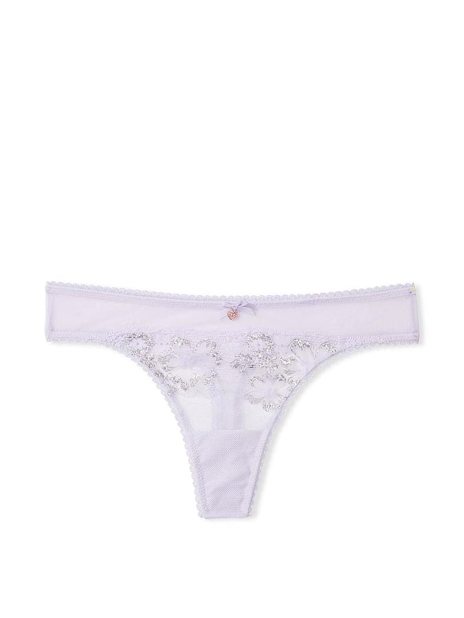 Shimmer Lace-Front Thong Panty image number 2