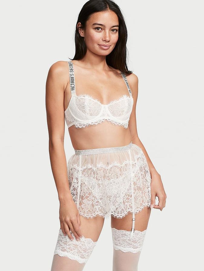 Shine Lace Skirt with Garters