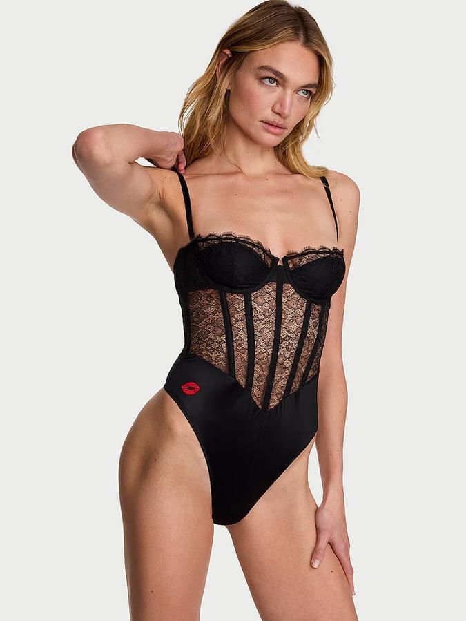 Tease Lace Strapless Corset Bodysuit