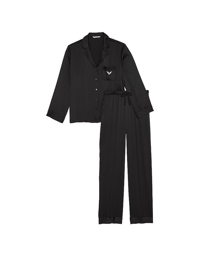 Glazed Satin Long Pajama Set image number 2