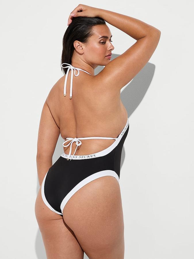VS Iconic Logo Plunge One-Piece Swimsuit