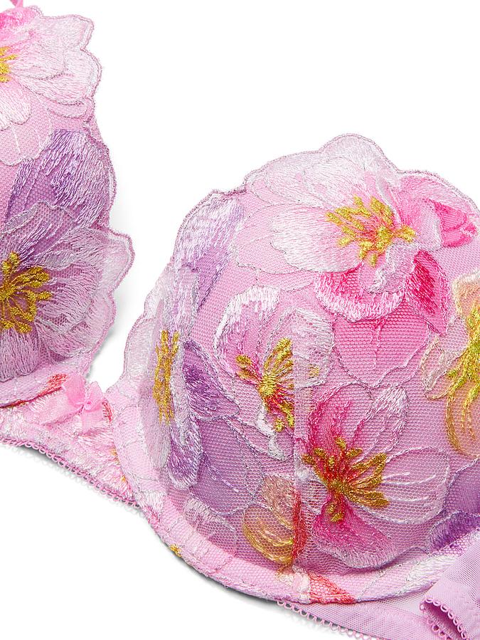Watercolor Embroidery Push-Up Bra image number 4
