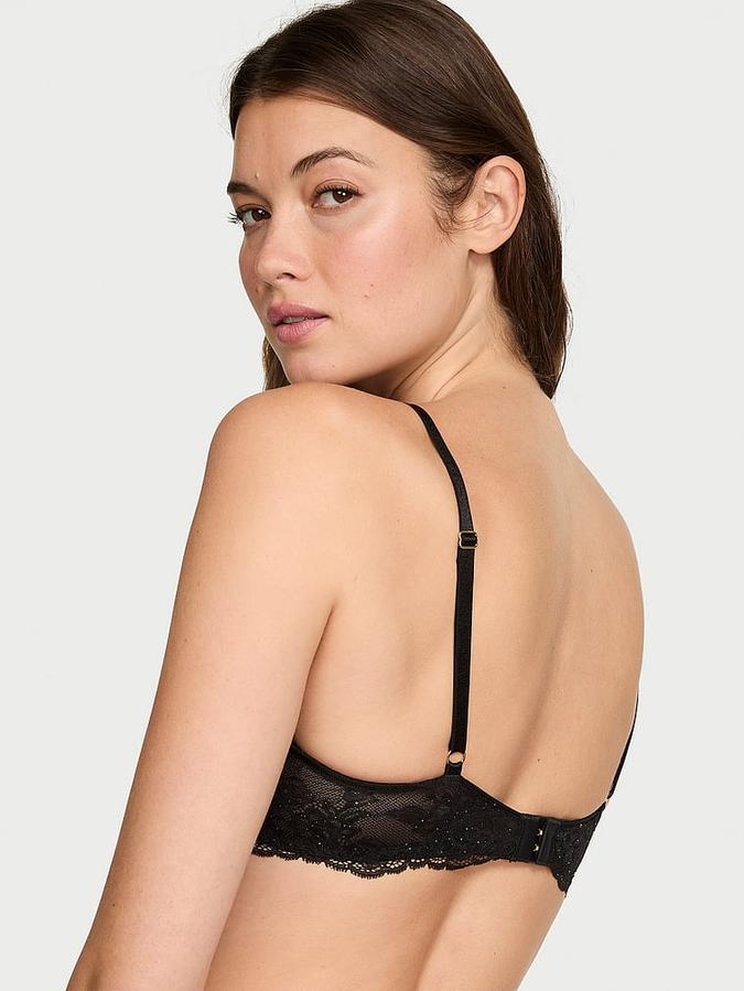 Rose Lace Shimmer Unlined Peekaboo Balconette Bra