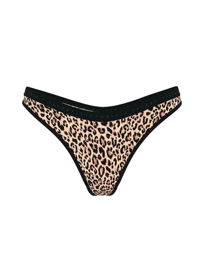 Stretch Cotton High-Leg Scoop Thong Panty image number 2