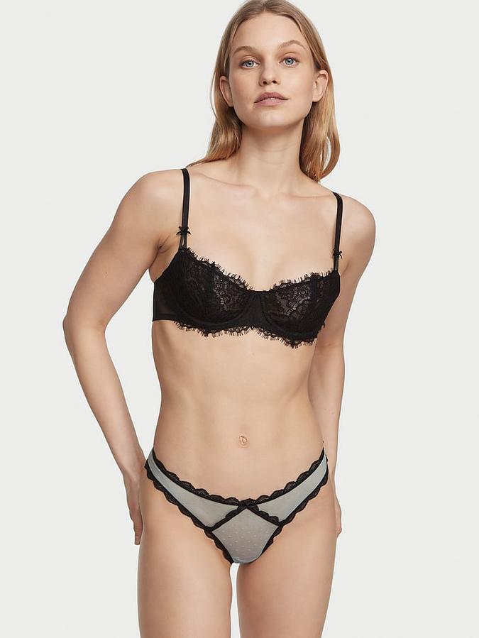 Swiss Dot Lace Thong Panty image number 0