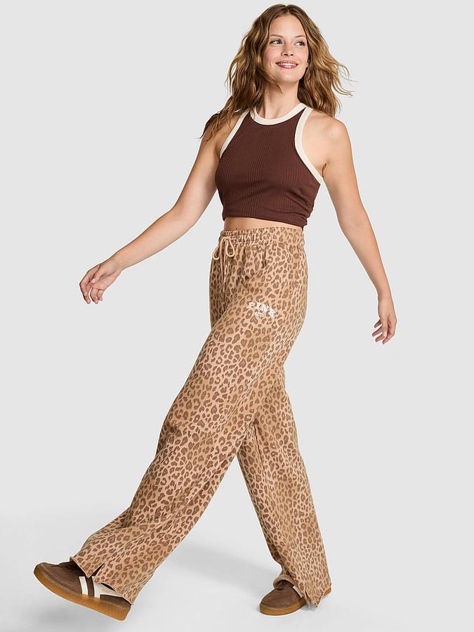 Ivy Fleece Wide-Leg Split-Hem Sweatpants