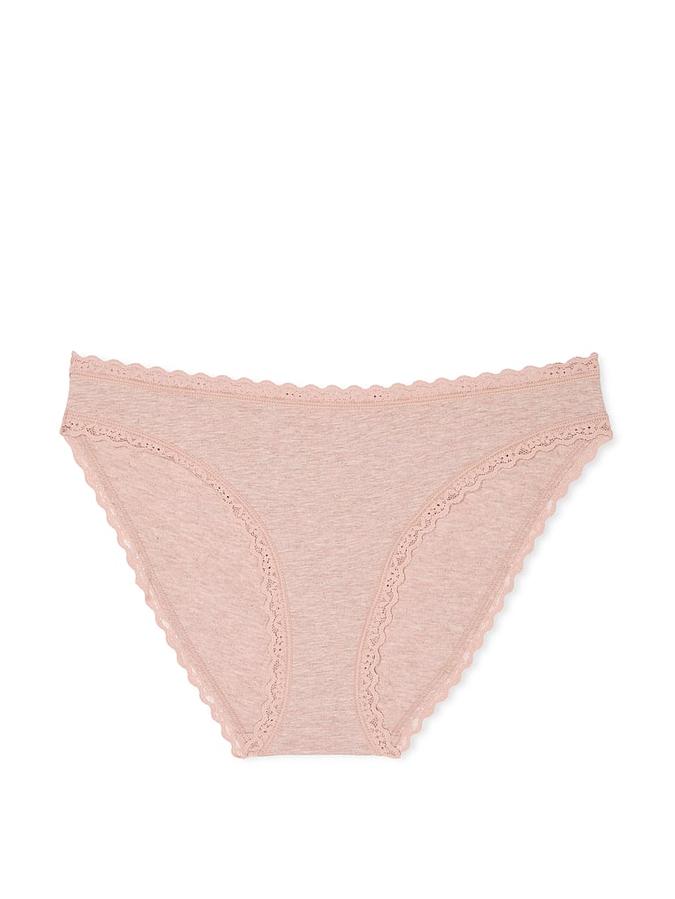 Lace-Waist Heather Rib Bikini Panty image number 2