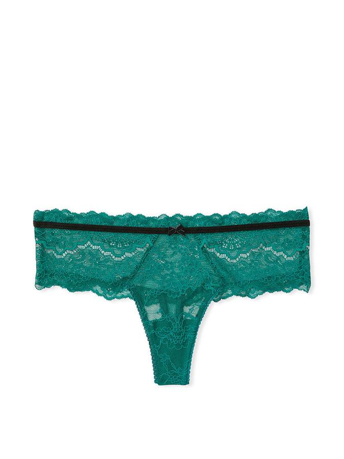 Lace & Velvet Hipster Thong Panty image number 1