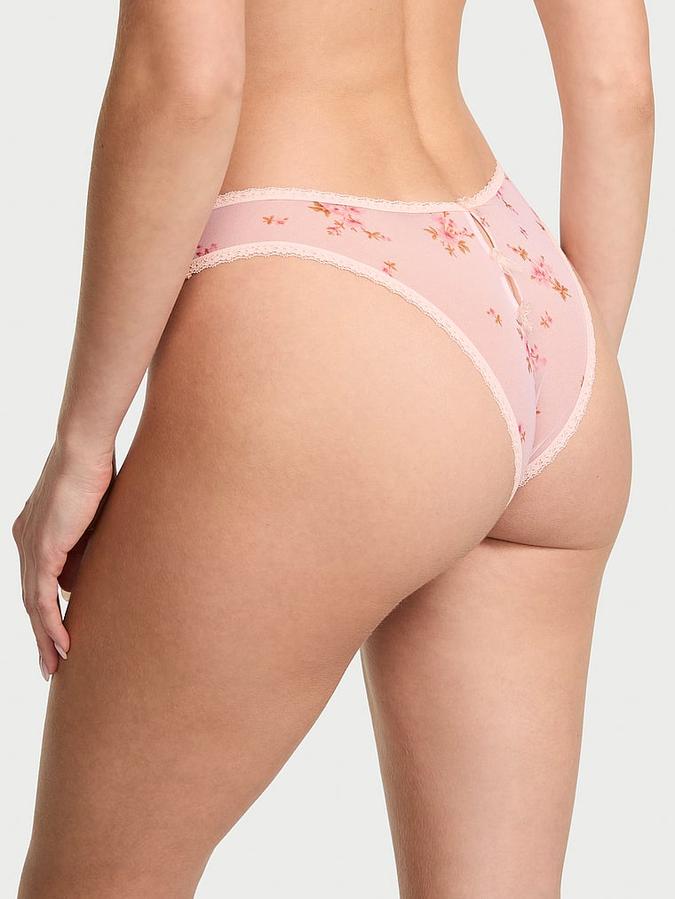 Multicolor Sheer Lace-Trim Brazilian Panty Sheer Lace-Trim Brazilian Panty