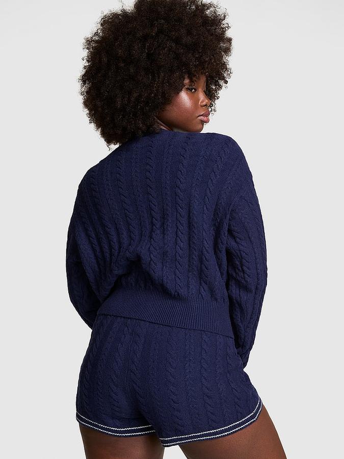 Collegiate Cable-Knit Cropped Cardigan image number 1