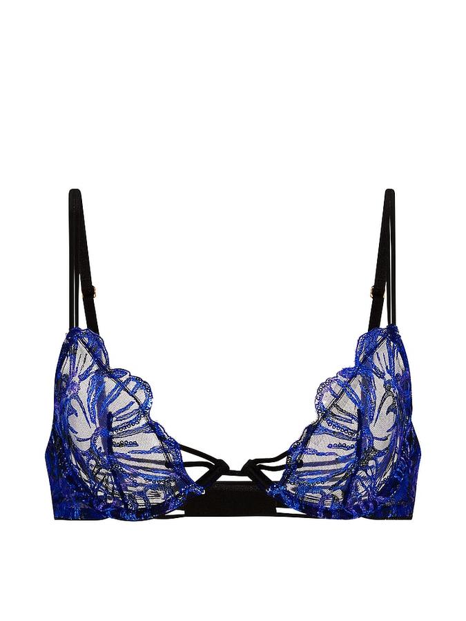 Party Floral Sequin Embroidery Unlined Demi Bra image number 2