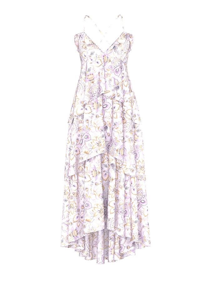 Vintage Blossom Chiffon Ruffled Maxi Dress image number 2