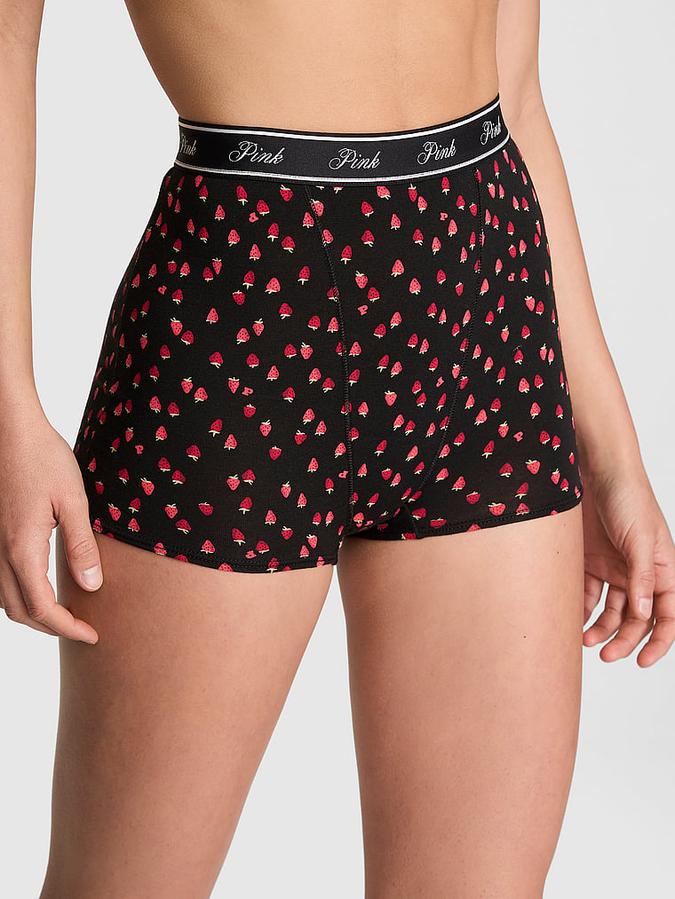 Logo Cotton High-Waist Boyshort Panty