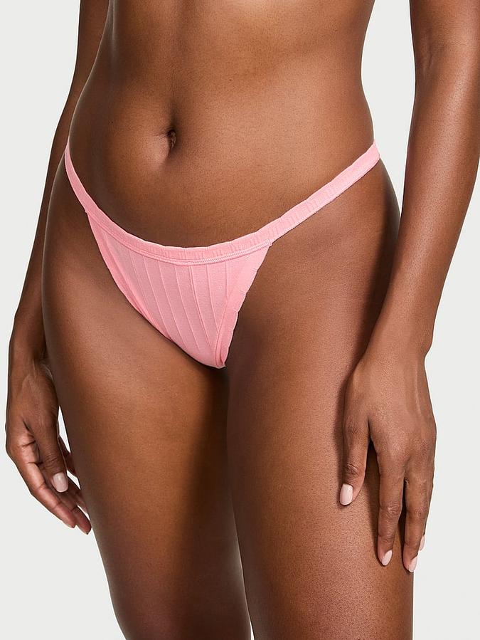 Stretch Cotton Rib V-String Panty image number 0