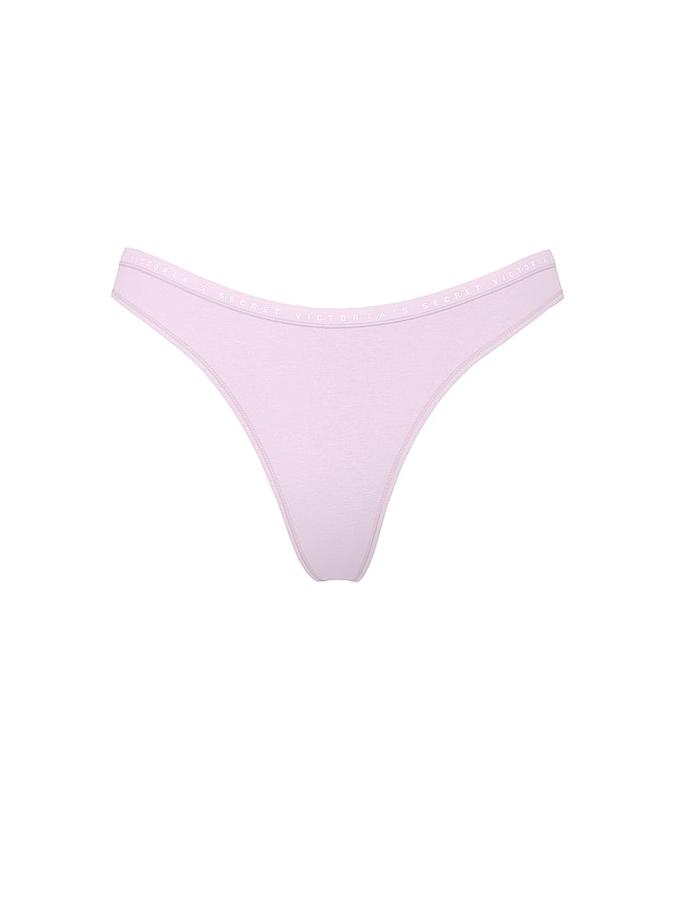 Stretch Cotton High-Leg Scoop Thong Panty image number 2