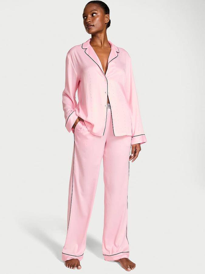 Satin Shine Stripe Long Pajama Set
