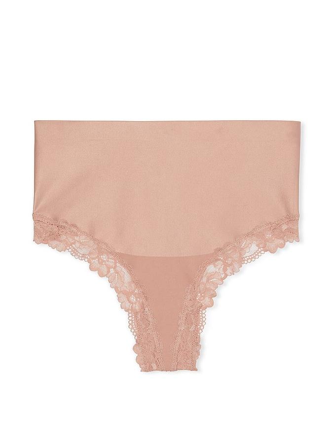 Smoothing Shimmer Lace-Trim Thong Panty image number 1