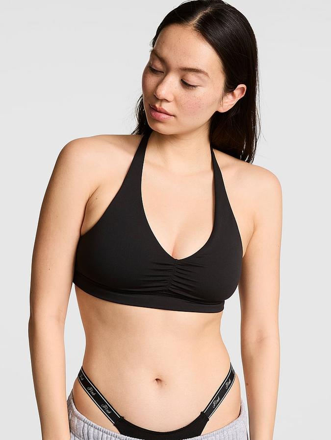 PINK Relay&trade; Ruched Plunge Sports Bra
