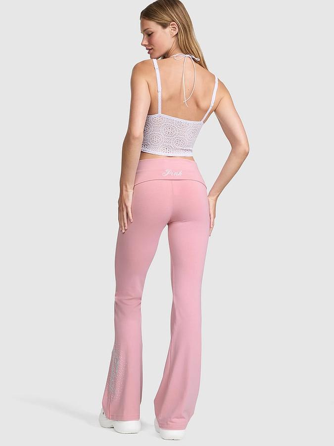 All-Day Cotton Foldover Flare Leggings image number 1