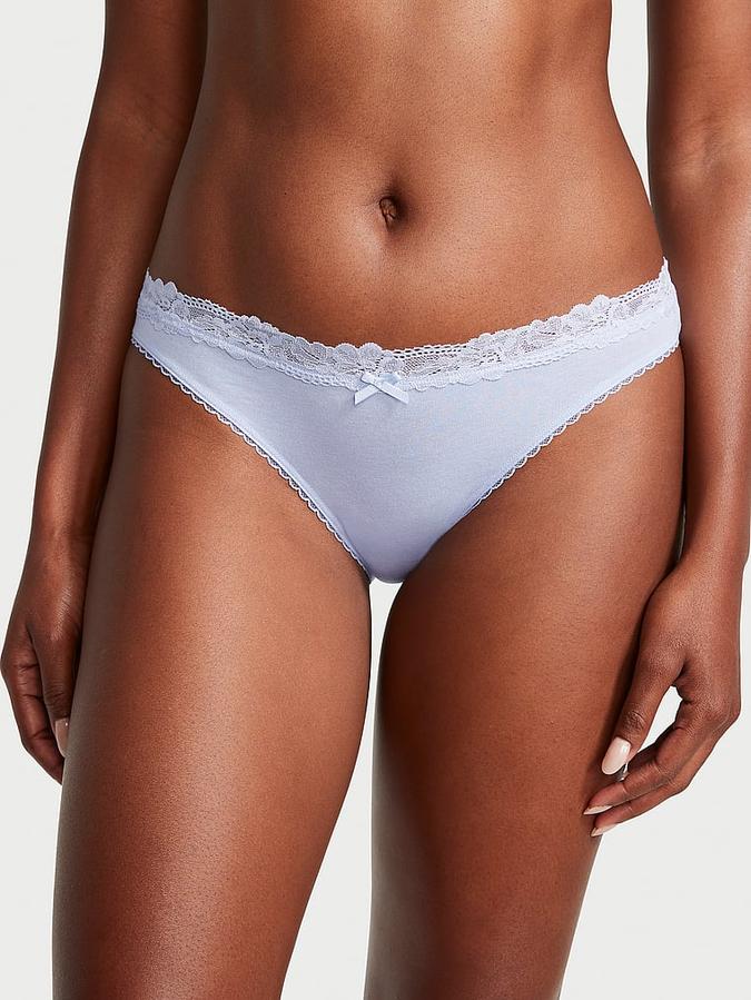 Stretch Cotton Lace-Waist Bikini Panty image number 0