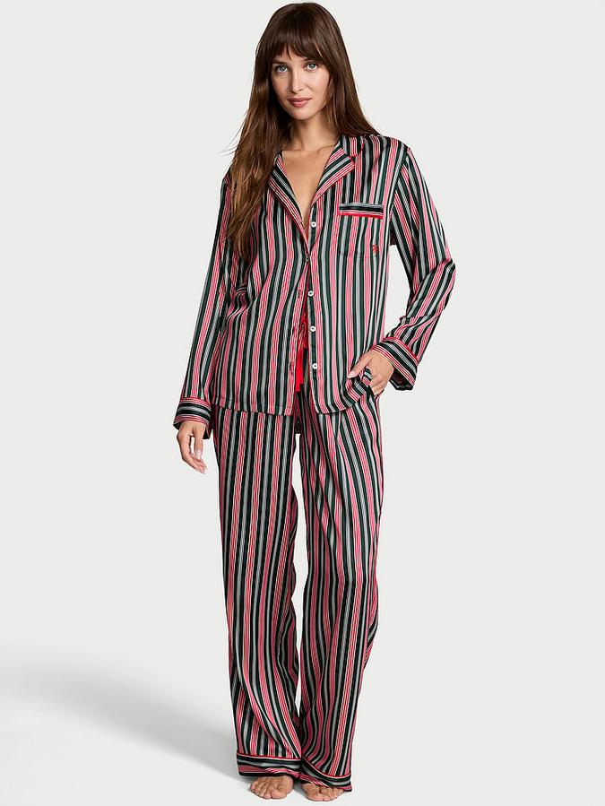 Glazed Satin Long Pajama Set image number 0