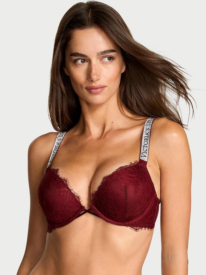 Bombshell Add-2-Cups Shine Strap Rose Lace Push-Up Bra image number 0