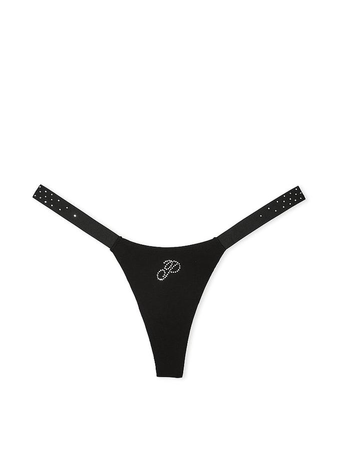 Logo Cotton Shine Micro Thong Panty image number 1