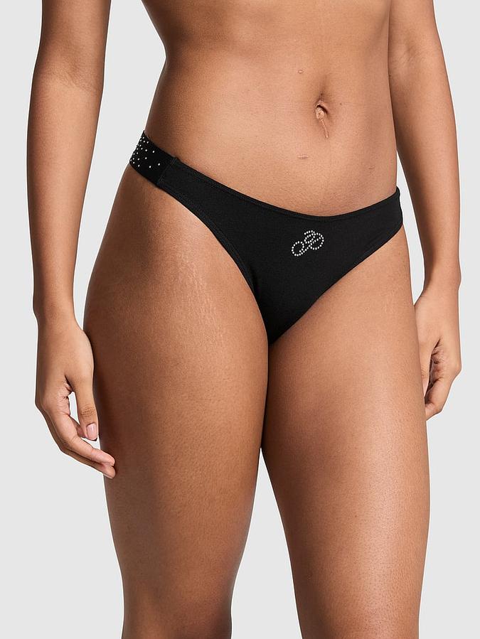 Logo Cotton High-Leg Thong Panty
