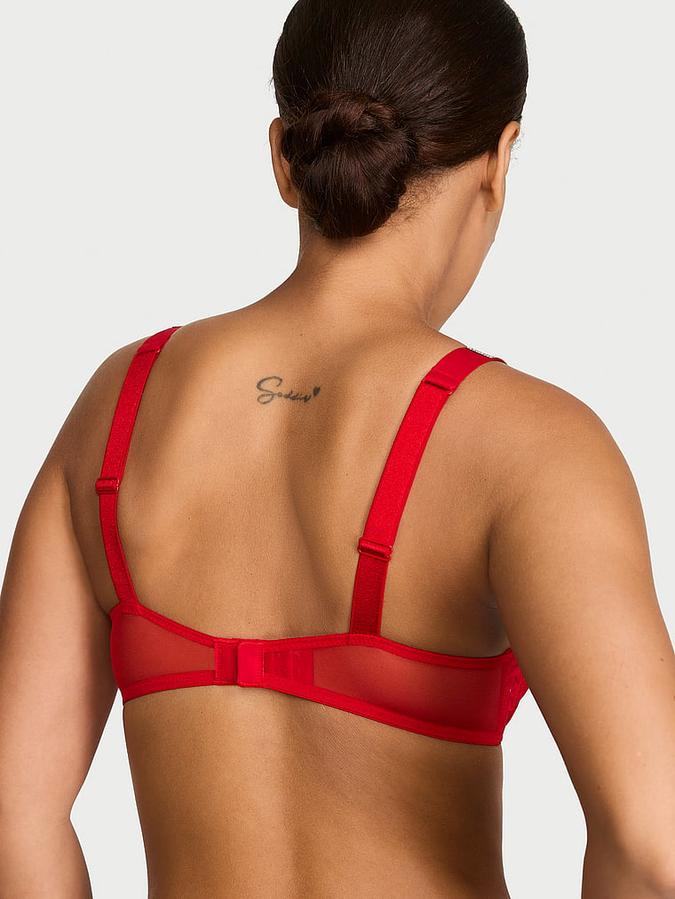 Shine Strap Rose Lace Lightly Lined Low-Cut Demi Bra