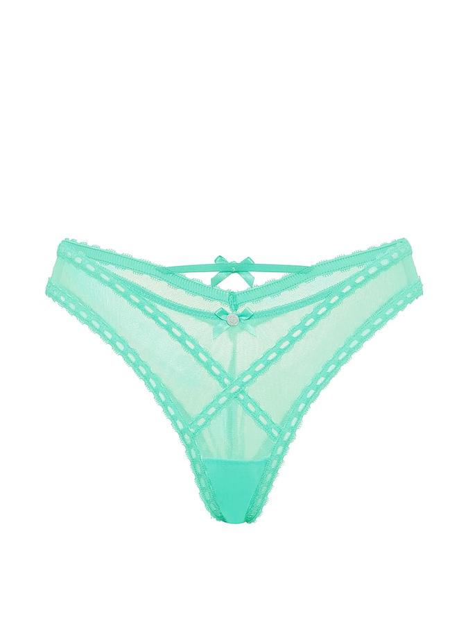 Ribbon Slot Mesh Brazilian Panty image number 2